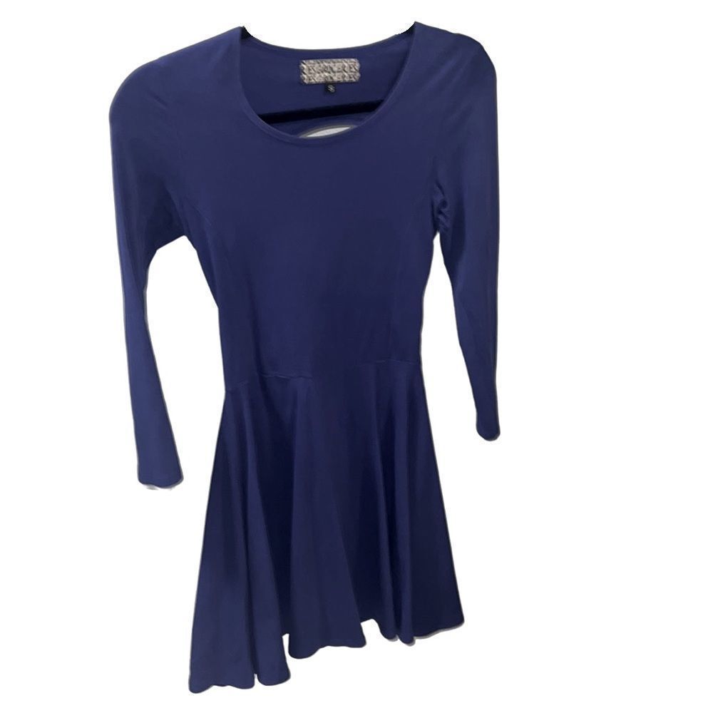 Royal Blue Small Ries Groceries 3 Quarter Sleeve Skater Dress Cutout Back Sexy